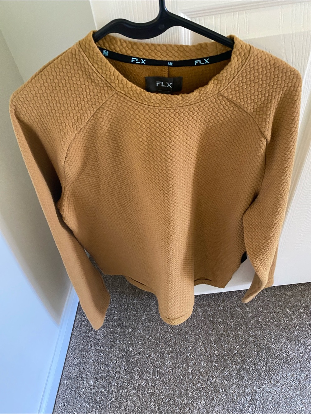 FLX Textured Crewneck Sweatshirt in Camel